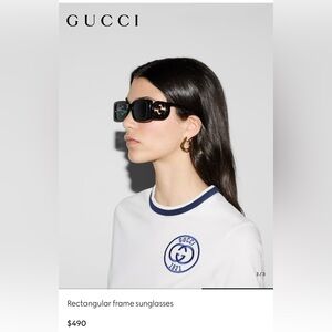 New - Gucci Black Rectangular Sunglasses w/ hard case, soft bag & cleaning cloth